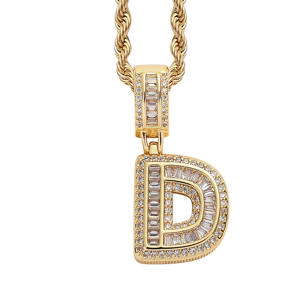 Simple Style Hip Hop Zircon Letter Pendant Necklace