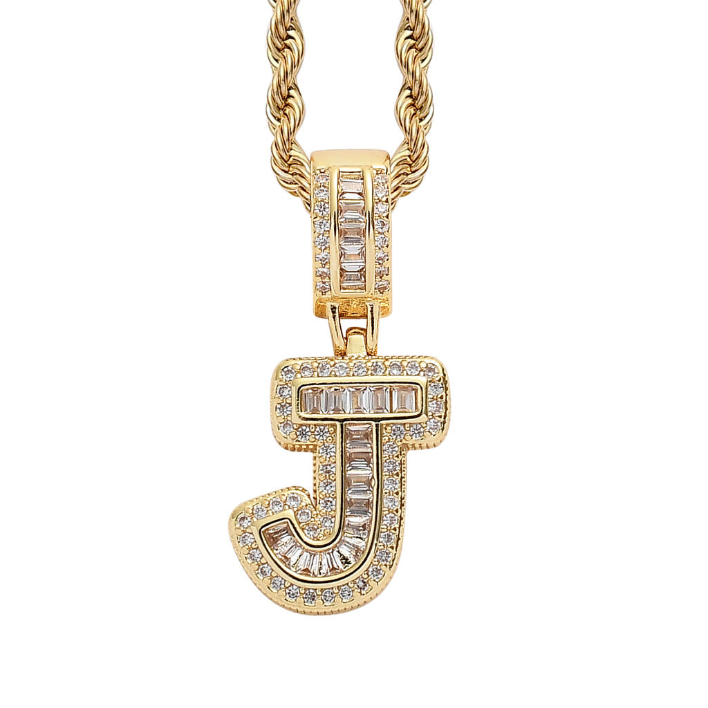 Simple Style Hip Hop Zircon Letter Pendant Necklace