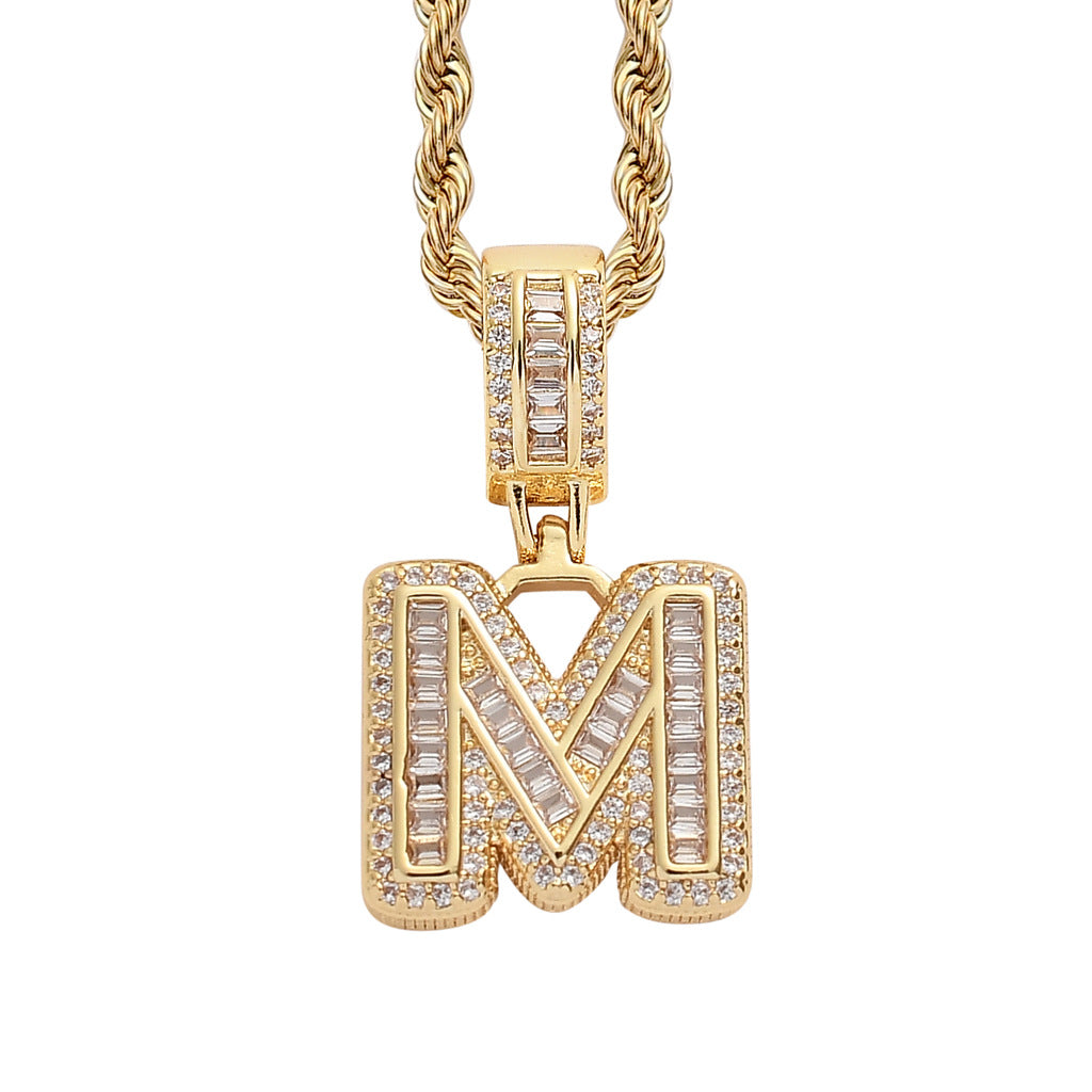 Simple Style Hip Hop Zircon Letter Pendant Necklace