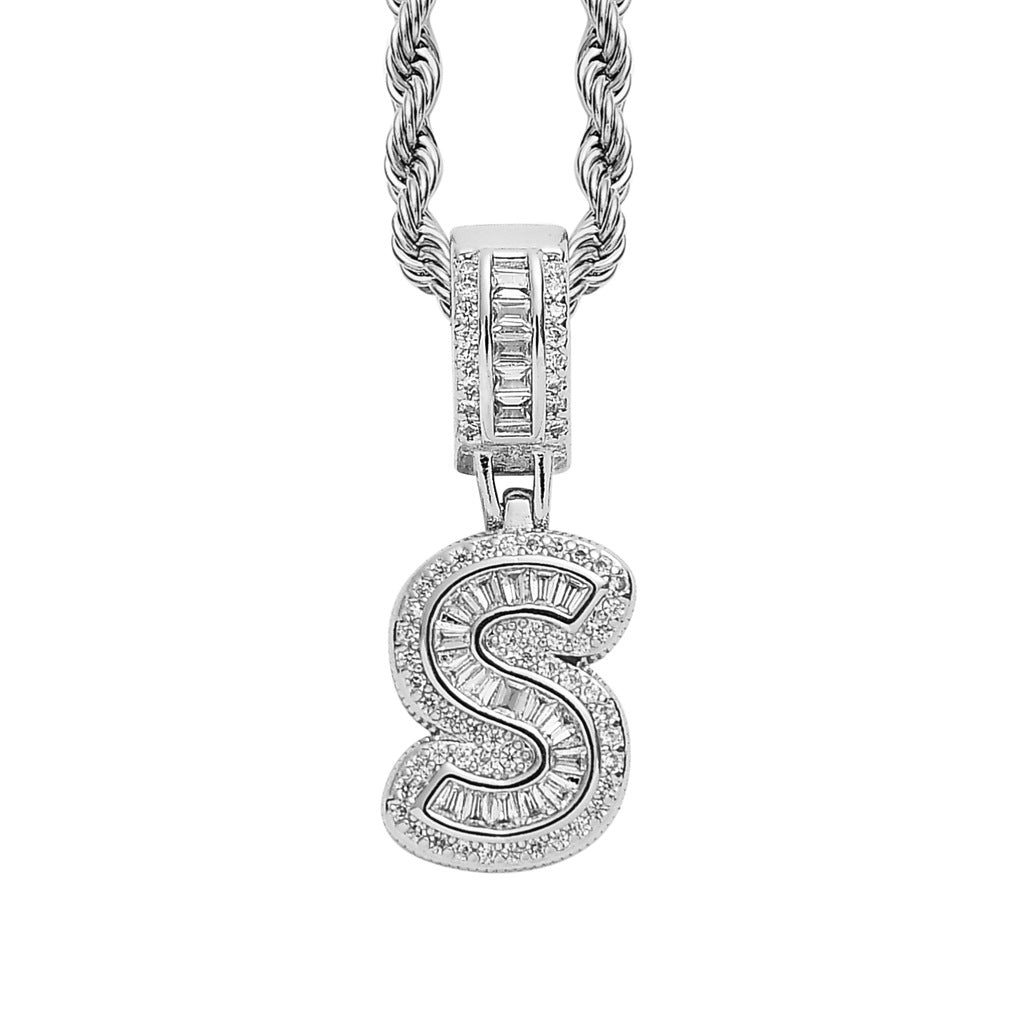 Simple Style Hip Hop Zircon Letter Pendant Necklace