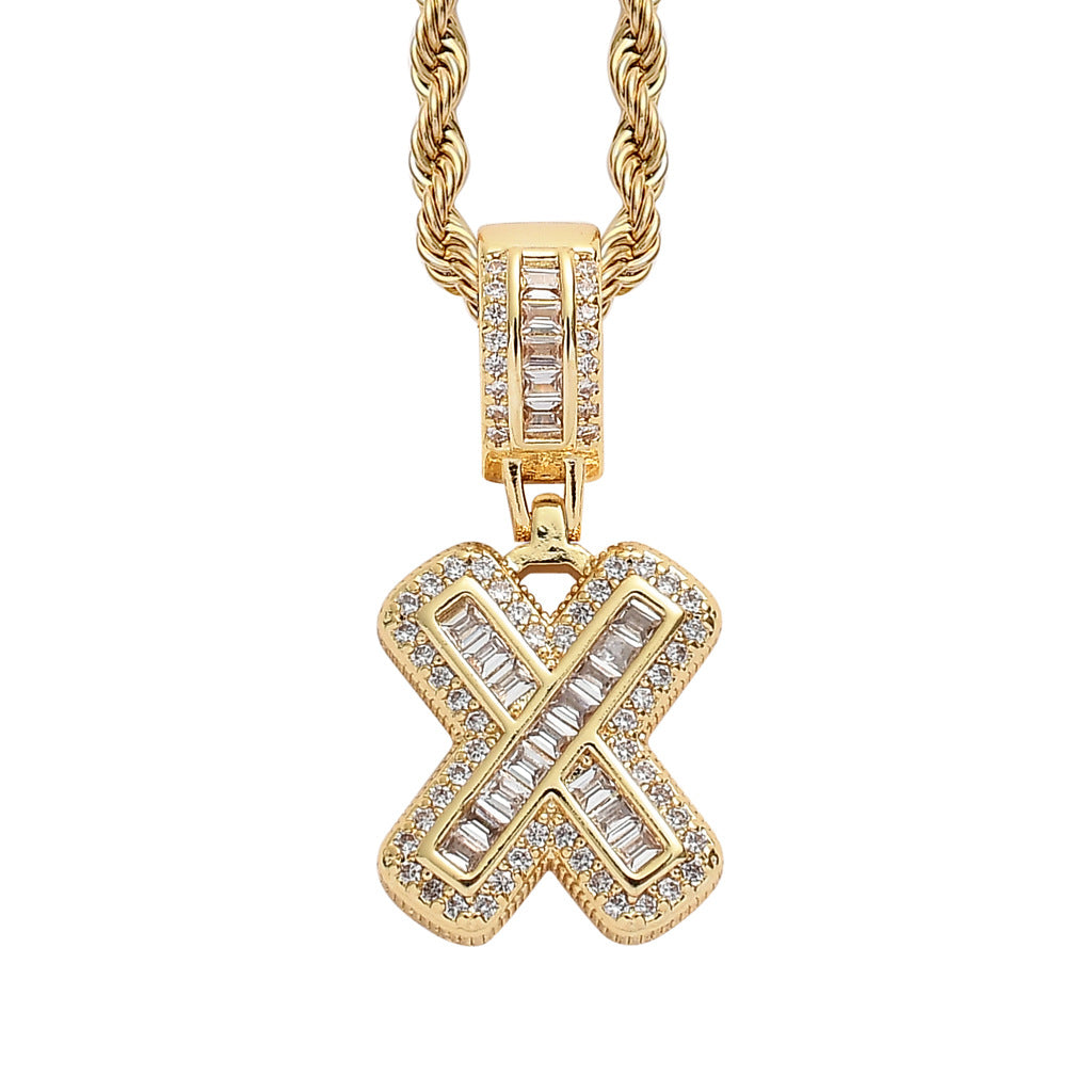 Simple Style Hip Hop Zircon Letter Pendant Necklace