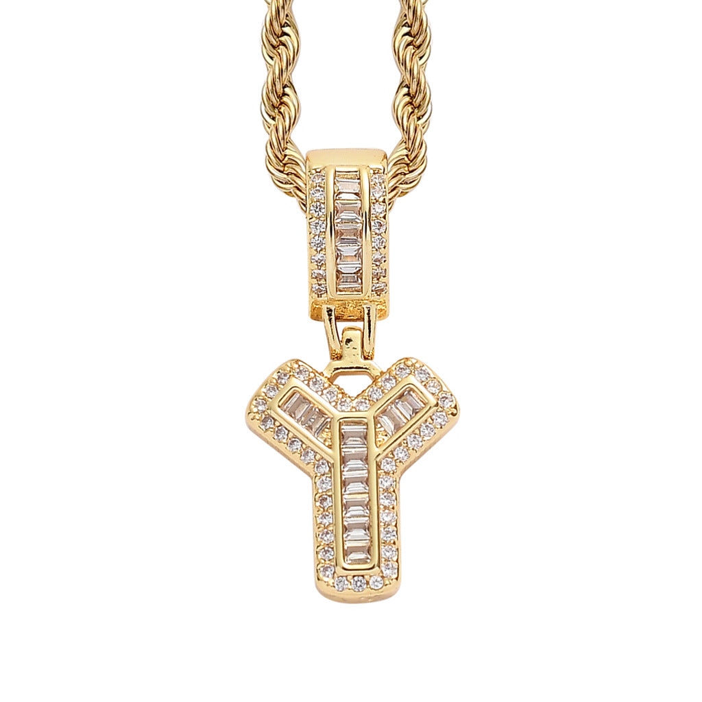 Simple Style Hip Hop Zircon Letter Pendant Necklace