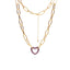 Hot Sale New Hip-hop Style Colorful Full Diamond Heart-shaped Lock Thick Chain Necklace