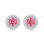 Sweet Round Sterling Silver Moissanite Pink Ear Studs