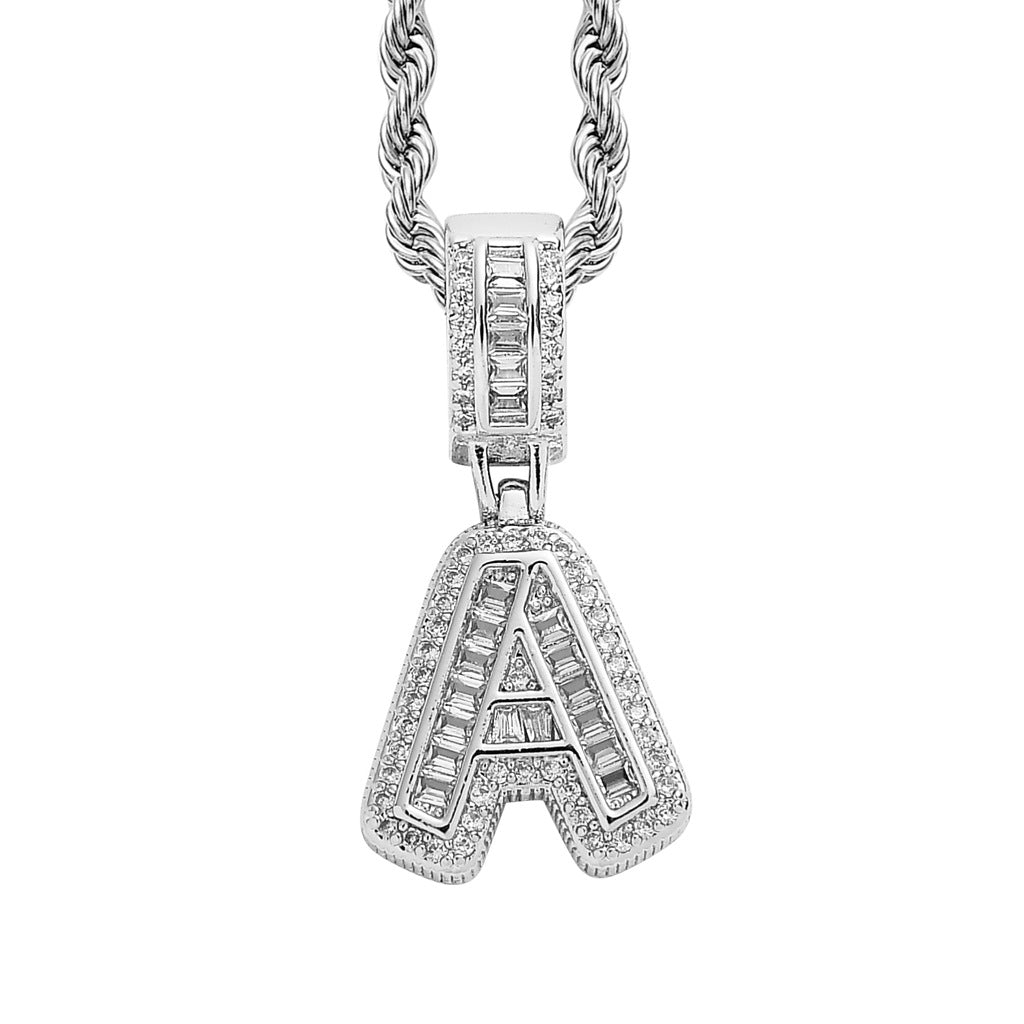 Simple Style Hip Hop Zircon Letter Pendant Necklace