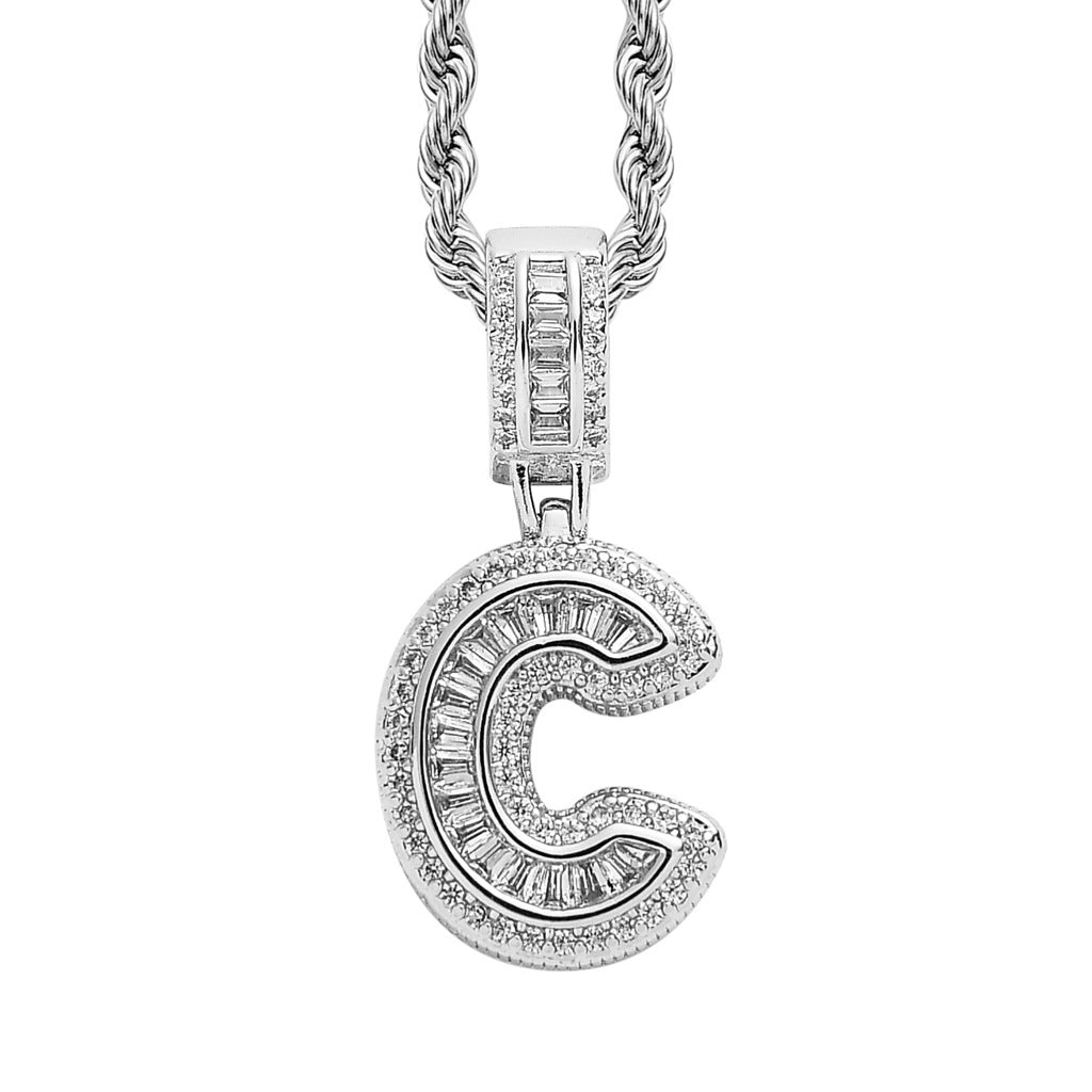 Simple Style Hip Hop Zircon Letter Pendant Necklace