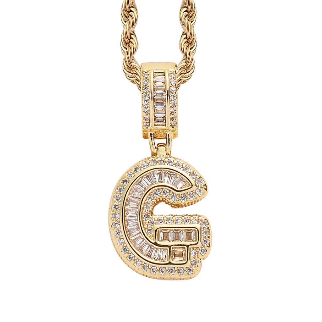 Simple Style Hip Hop Zircon Letter Pendant Necklace