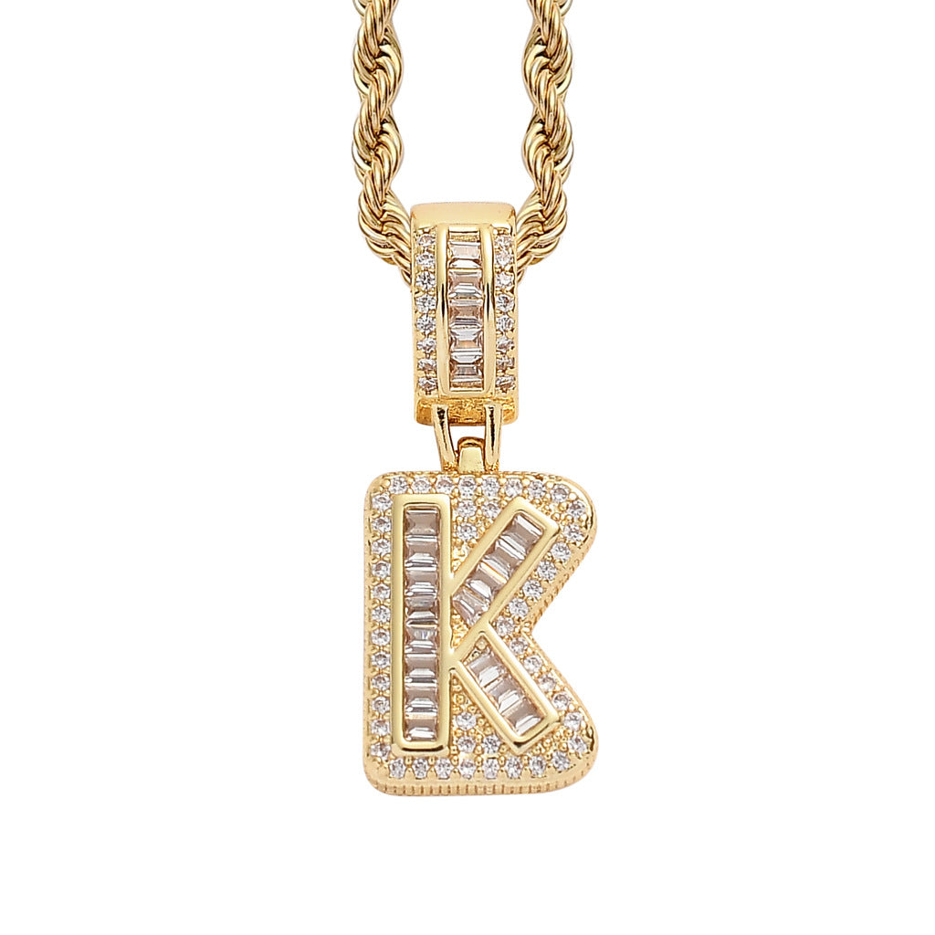 Simple Style Hip Hop Zircon Letter Pendant Necklace