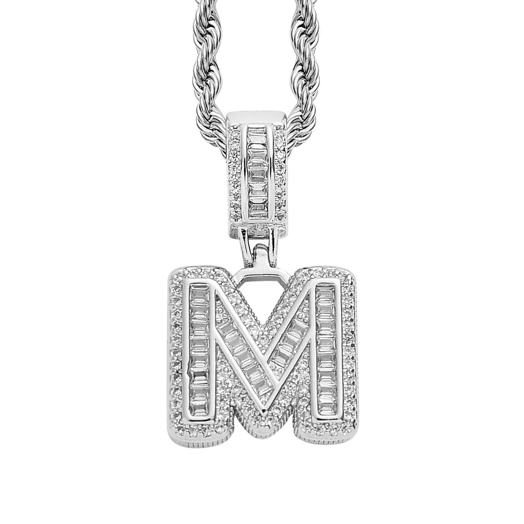 Simple Style Hip Hop Zircon Letter Pendant Necklace