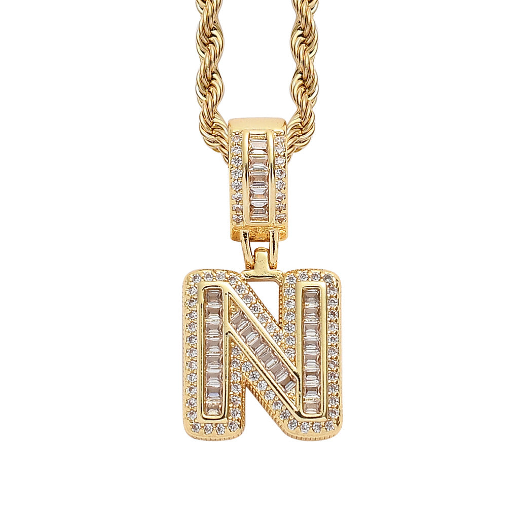 Simple Style Hip Hop Zircon Letter Pendant Necklace