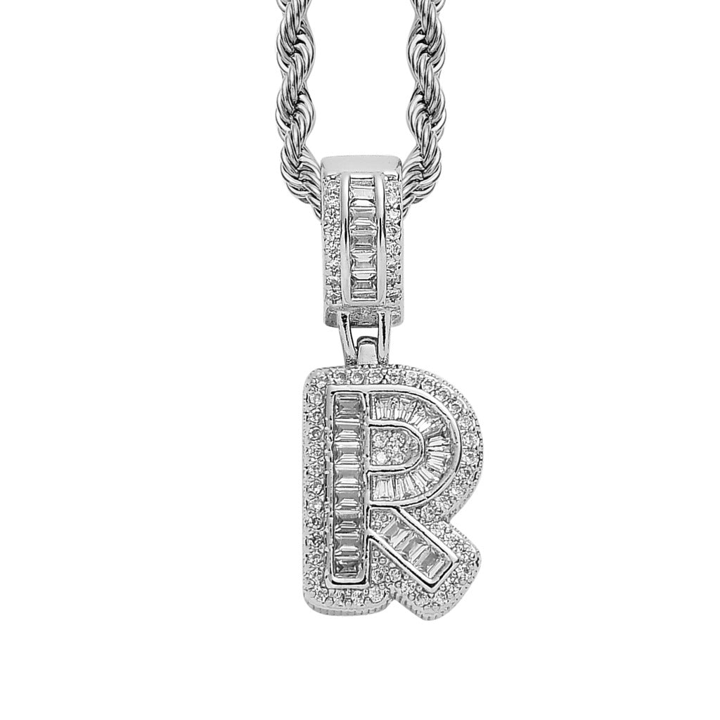 Simple Style Hip Hop Zircon Letter Pendant Necklace