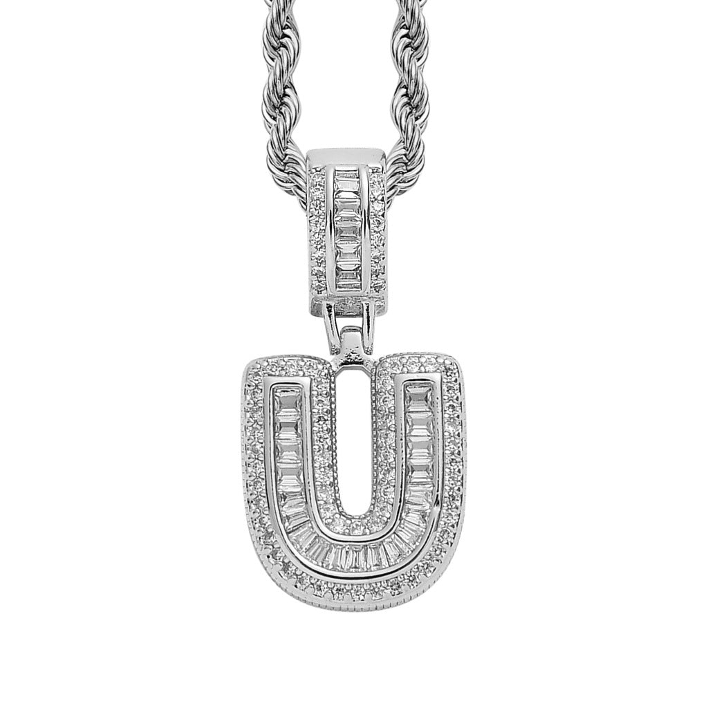 Simple Style Hip Hop Zircon Letter Pendant Necklace