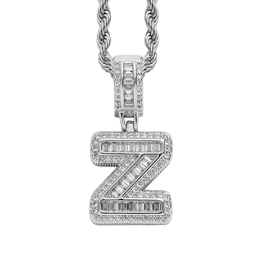 Simple Style Hip Hop Zircon Letter Pendant Necklace