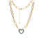 Hot Sale New Hip-hop Style Colorful Full Diamond Heart-shaped Lock Thick Chain Necklace