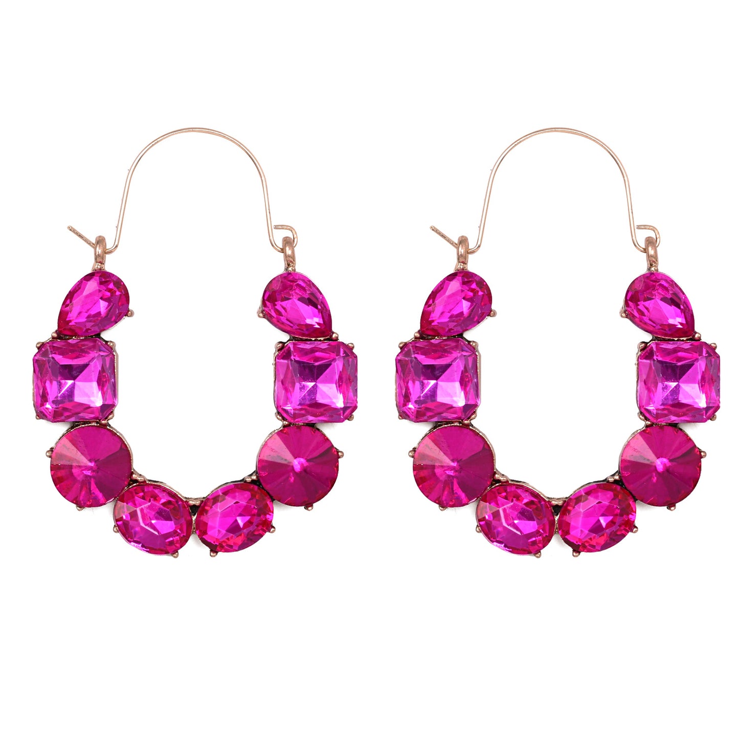 Geometric Zirconia Inlaid Statement Earrings