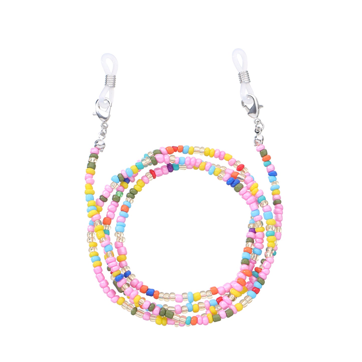 Versatile Multi-Color Beaded Eyeglasses and Mask Chain Set - 9 Pieces