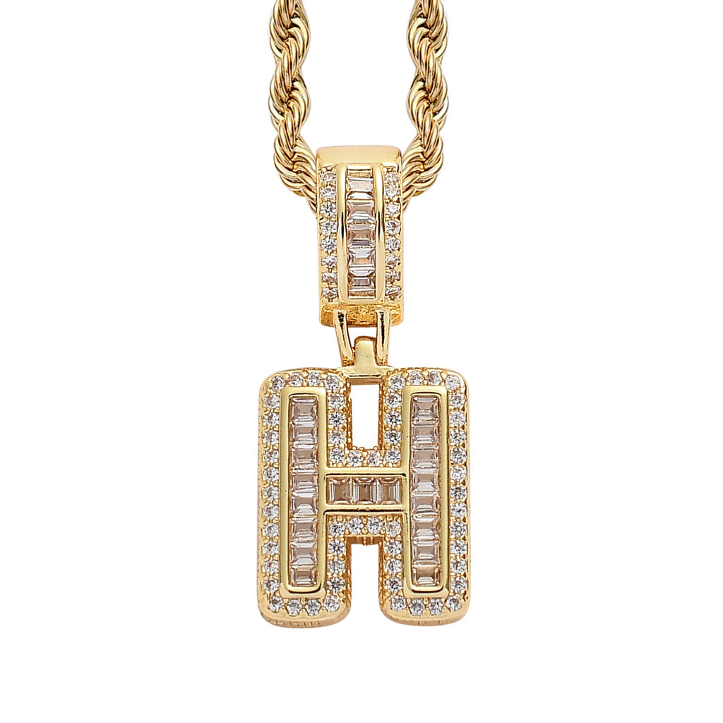 Simple Style Hip Hop Zircon Letter Pendant Necklace