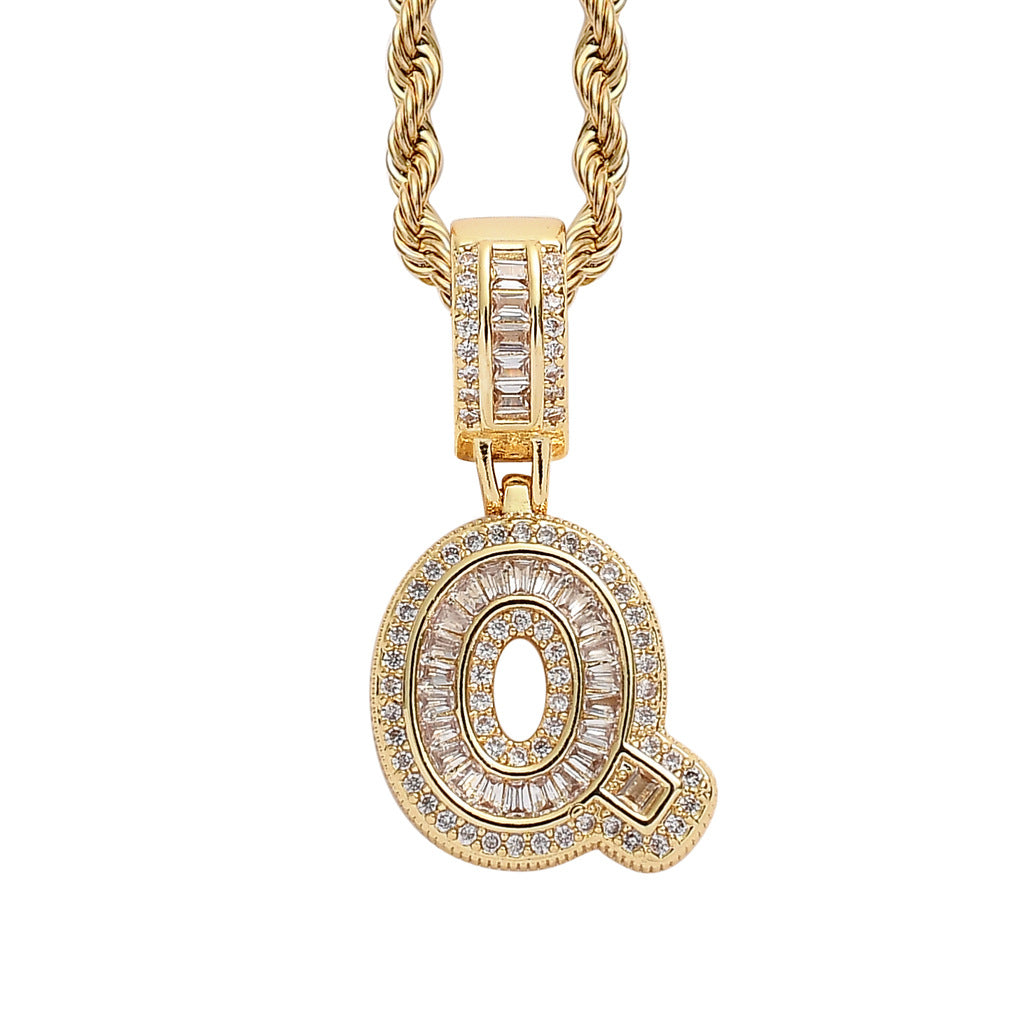 Simple Style Hip Hop Zircon Letter Pendant Necklace