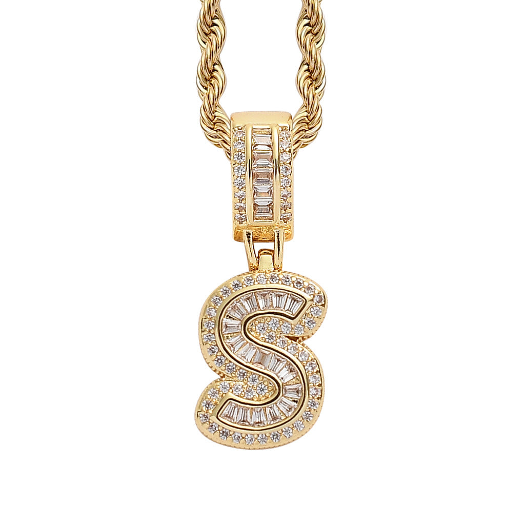 Simple Style Hip Hop Zircon Letter Pendant Necklace