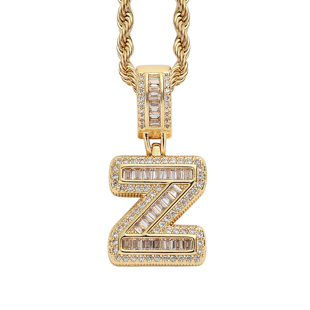 Simple Style Hip Hop Zircon Letter Pendant Necklace