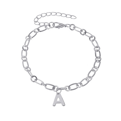 Fashion Statement Thick Chain Anklet with Sparkling Letter A Pendant