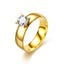 18K Gold Plated Stainless Steel U Shape Gemstone Couple Rings