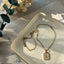 Fashion Letter Titanium Steel Pendant Necklace Metal Inlay Shell Stainless Steel Necklaces
