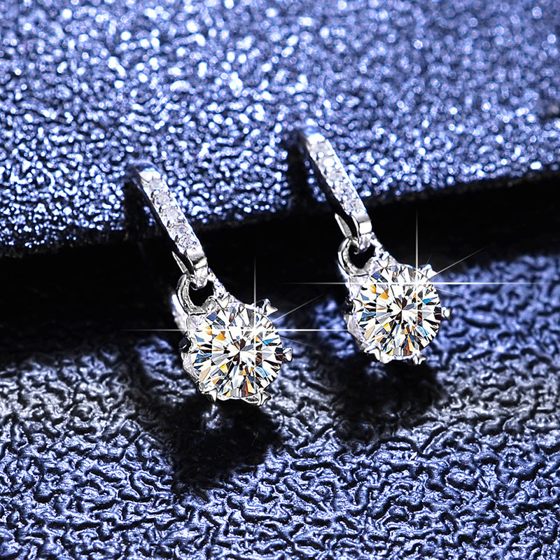 Simple Sterling Silver Moissanite Zircon Snowflake Earrings