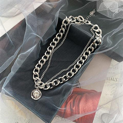 Fashion Portrait Layered Statement Chain Necklace