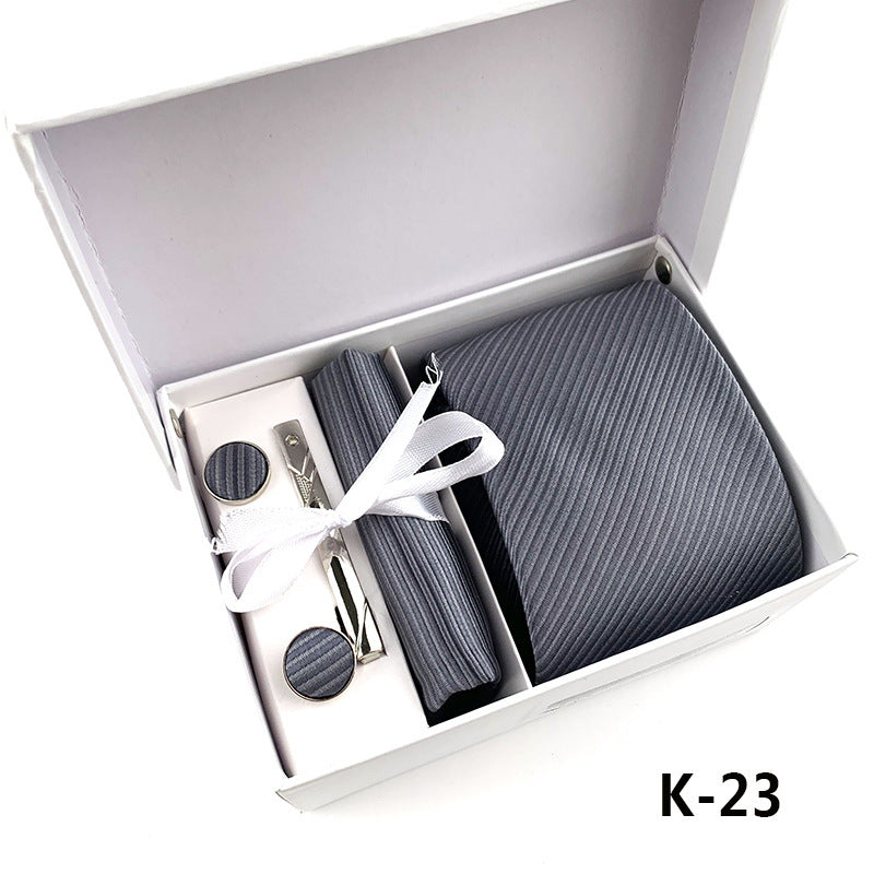 Men's 6-Piece Tie Set with Pocket Square and Clip Gift Box