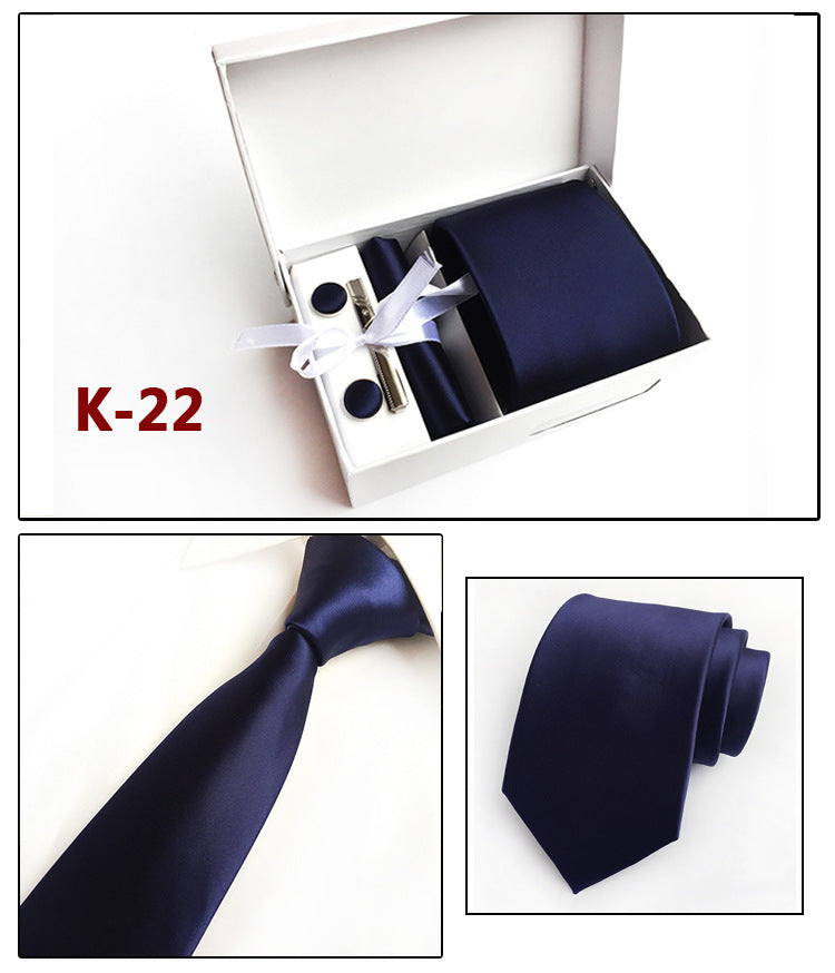 Men's 6-Piece Tie Set with Pocket Square and Clip Gift Box