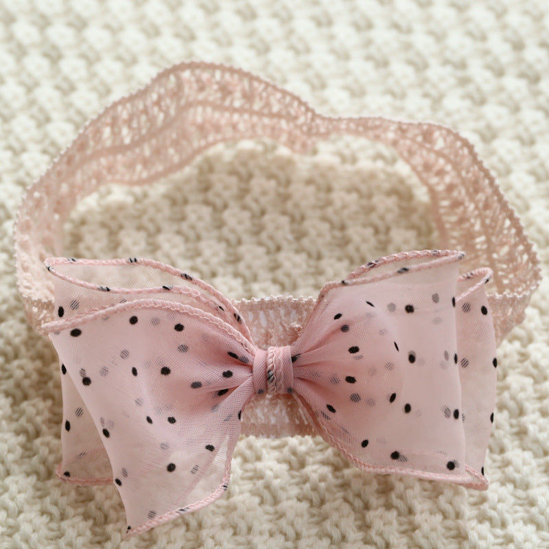 Classic Solid Color Hair Tie & Polka Dot Bow Baby Headband Set