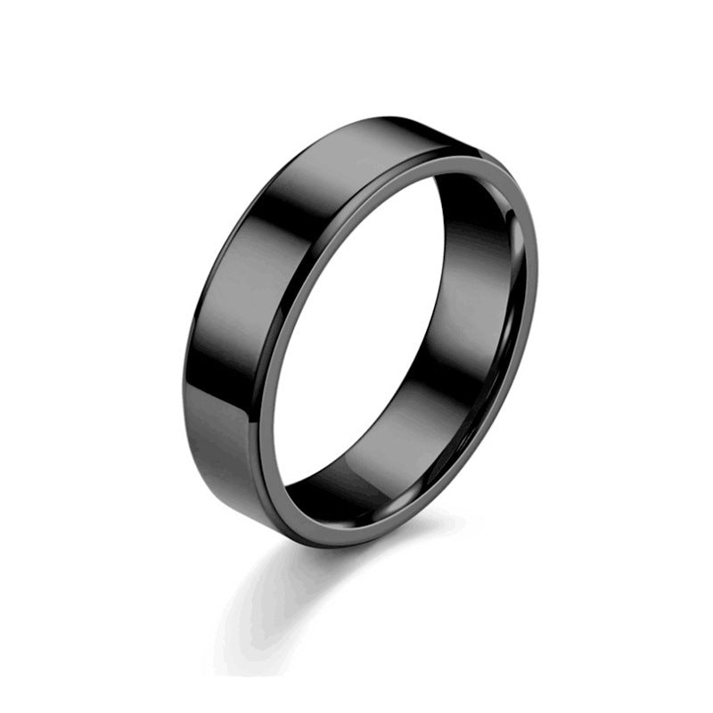 Titanium Steel Glossy Couple Ring - European and American Men's Fashion Band