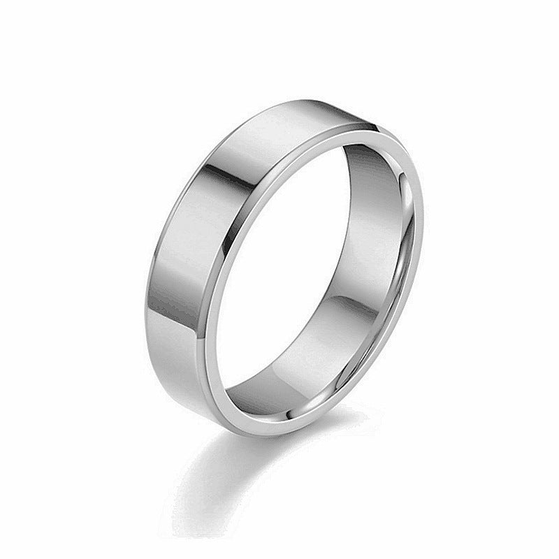 Titanium Steel Glossy Couple Ring - European and American Men's Fashion Band