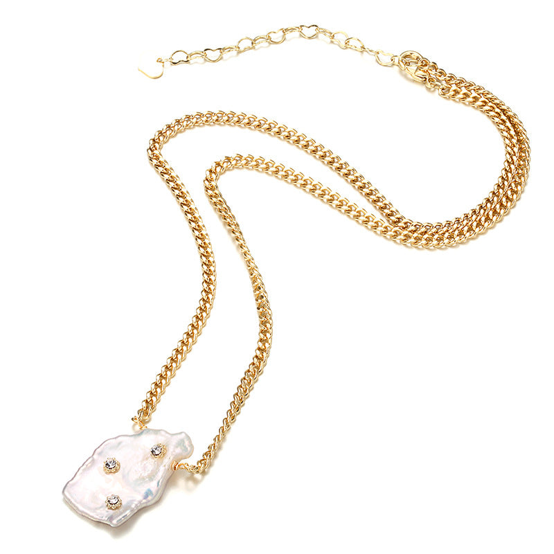 Baroque Irregular Pearl Pendant Necklace - Minimalist Fashion Design