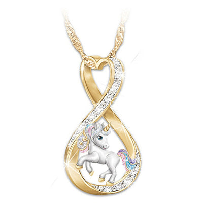 Fashion Unicorn Micro-Pave Diamond Pendant Alloy Necklace