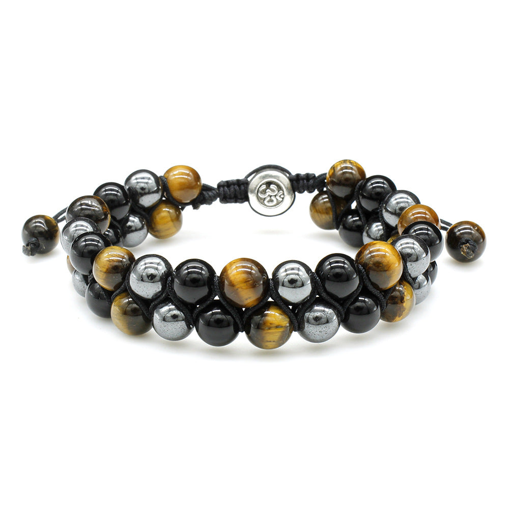 Geometric Stone Beaded Double Layer Bracelet