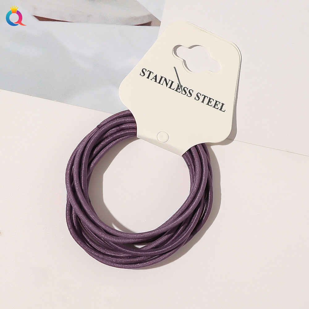 Women's Simple Style Elastic Hair Tie Set - Solid Color Rubber Bands