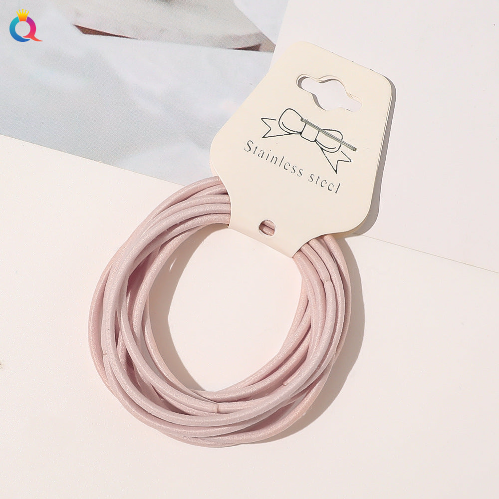 Women's Simple Style Elastic Hair Tie Set - Solid Color Rubber Bands