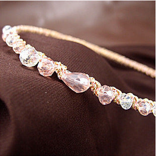 Retro Geometric Crystal Hair Band with Colorful Braided Design