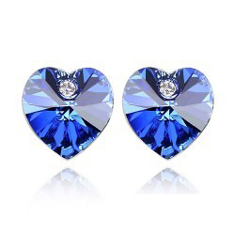 Simple Colorful Heart Crystal Stud Earrings