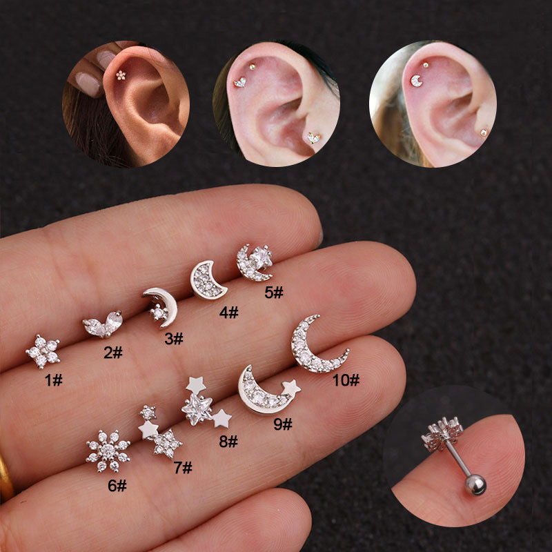 Zircon Micro-inlaid Stainless Steel Flower Stud Earrings