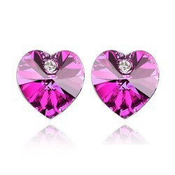Simple Colorful Heart Crystal Stud Earrings