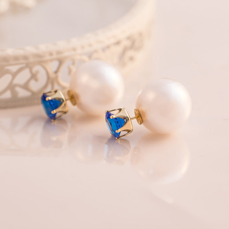 1 Pair Fashion Round Artificial Pearl Inlay Zircon Women'S Ear Studs