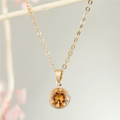 New Minimalist Round Rhinestone Pendant Necklace