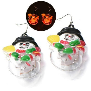 Fashion Christmas Tree Santa Claus Light-Up Drop Earrings for Women