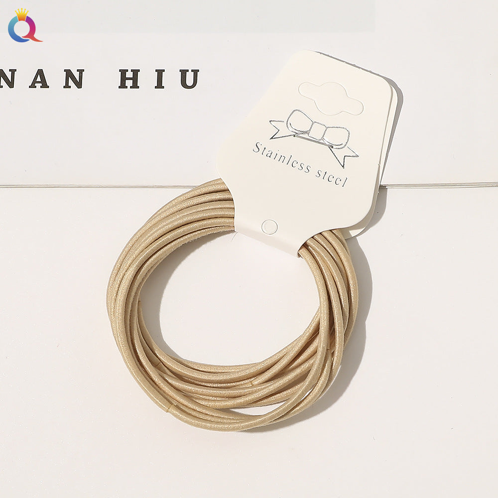 Women's Simple Style Elastic Hair Tie Set - Solid Color Rubber Bands