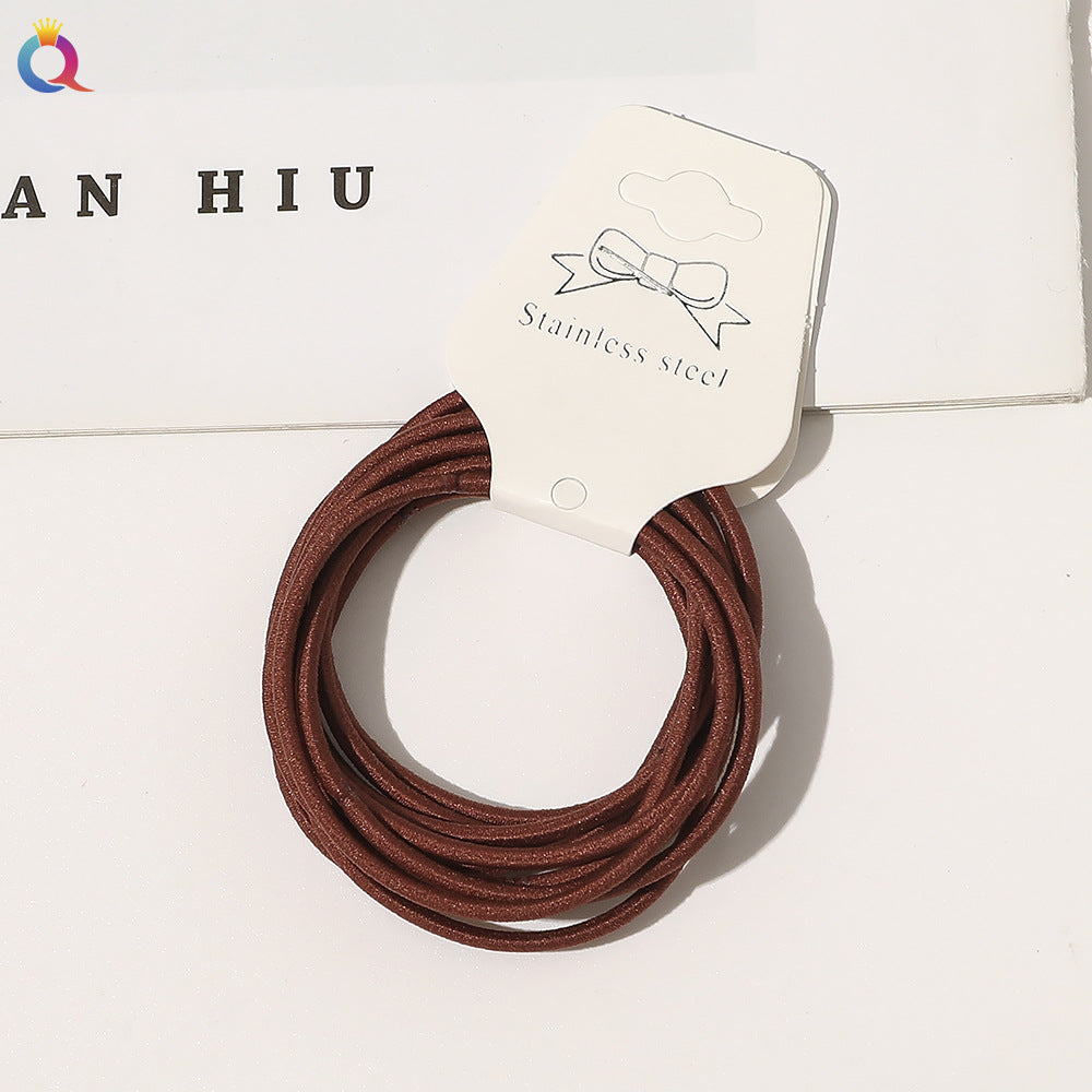 Women's Simple Style Elastic Hair Tie Set - Solid Color Rubber Bands