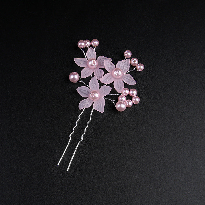 Korean Bridal Frosted Flower Pearl Hairpin Comb Hair Accessories