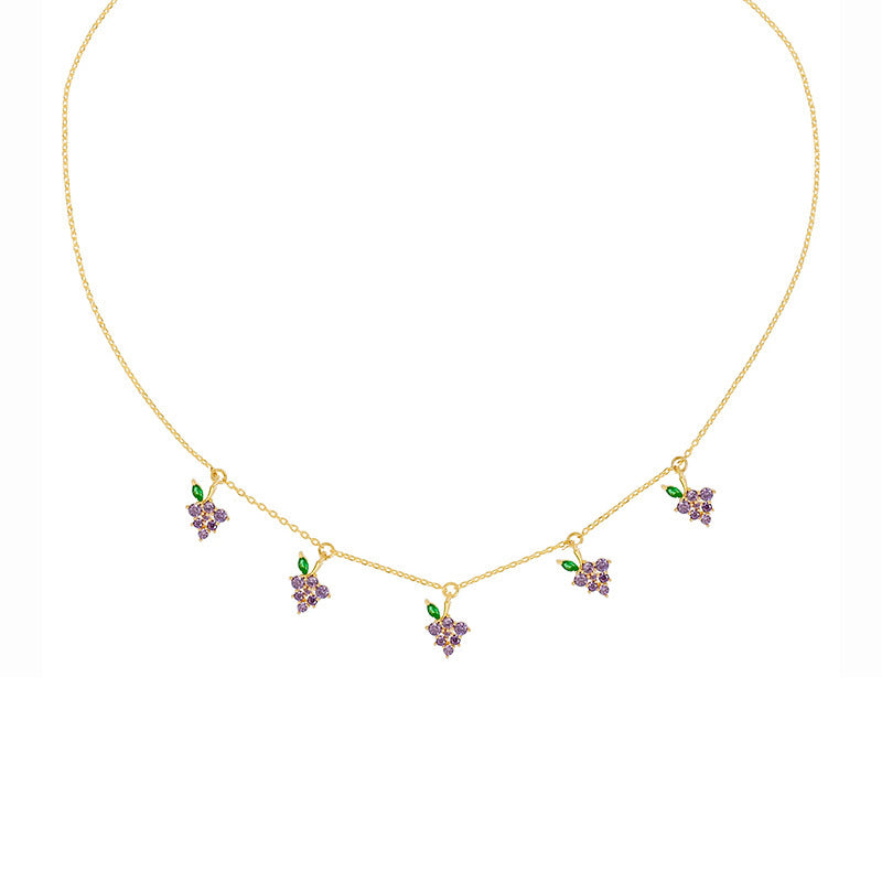 18K Gold Plated Colorful Zircon Fruit Pendant Necklace